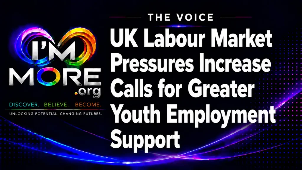I'M MORE THE VOICE graphic highlighting growing UK labour market pressures and the increasing need for stronger youth employment support.