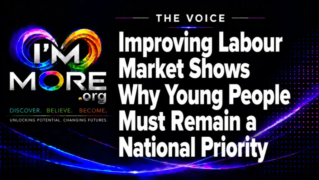 I'M MORE THE VOICE graphic with the headline “Improving Labour Market Shows Why Young People Must Remain a National Priority.”
